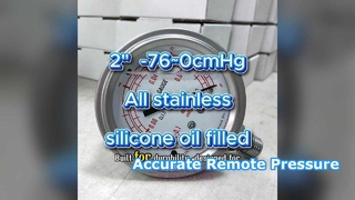 2" 50mm -0,1~0MPa -76~0cmHg Todo inoxidável, resistente à vibração, preenchido com óleo de silicone