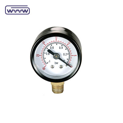 -0.1-0mpa 40mm Medidor de pressão da bomba Conexão de latão Funda Casca de ferro preto