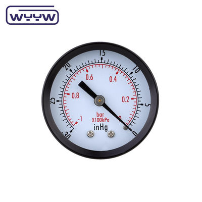 Medidor de pressão negativa de aço -0.1Mpa Montar traseiro 60mm Dial