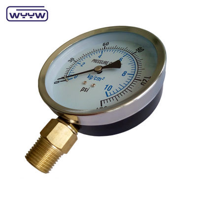 WYYW 100 mm caixa de ferro MS manômetro de ligação inferior 16bar