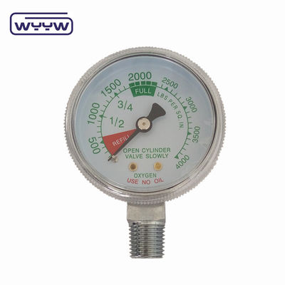 Preço de fábrica 0-4000psi cromado para uso médico sem entrada de fundo de óleo 50mm cromado cilindro de oxigénio manômetro de pressão