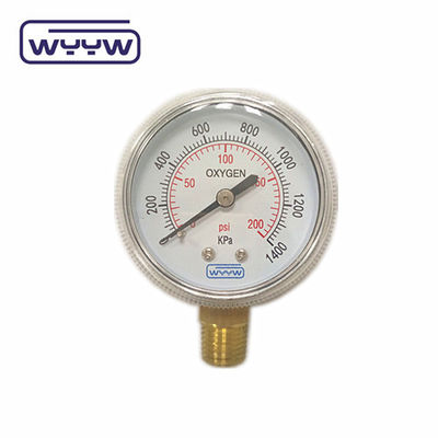 Preço de fábrica 0-4000psi cromado para uso médico sem entrada de fundo de óleo 50mm cromado cilindro de oxigénio manômetro de pressão