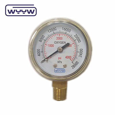 Preço de fábrica 0-4000psi cromado para uso médico sem entrada de fundo de óleo 50mm cromado cilindro de oxigénio manômetro de pressão