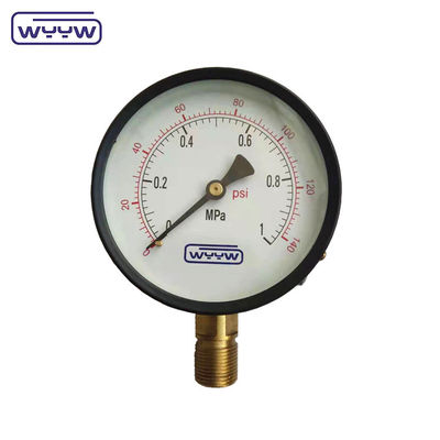 Manômetro de tubo de Bourdon de 100 mm, manômetro de pressão geral de aço carbono