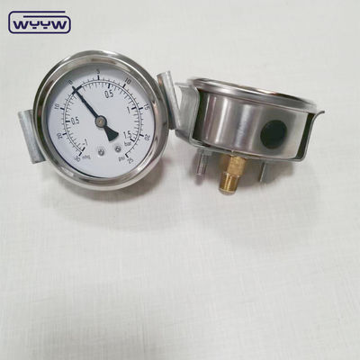 ss304 tomada hidráulica 1/4&quot; bsp 2,5&quot; axial líquido preenchido de pinça manômetro de pressão