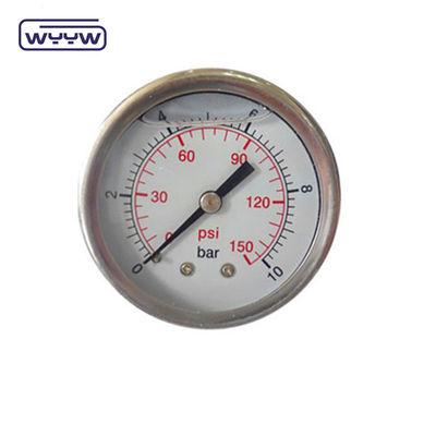 En837-1 63mm traseira todo o aço inoxidável latão borda tubo manômetro de pressão 0-20bar/0-300psi 1/4&quot; NPT fio