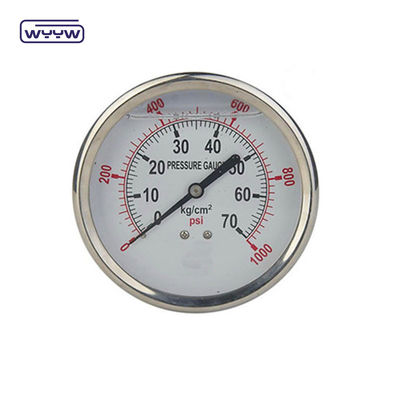En837-1 63mm traseira todo o aço inoxidável latão borda tubo manômetro de pressão 0-20bar/0-300psi 1/4&quot; NPT fio