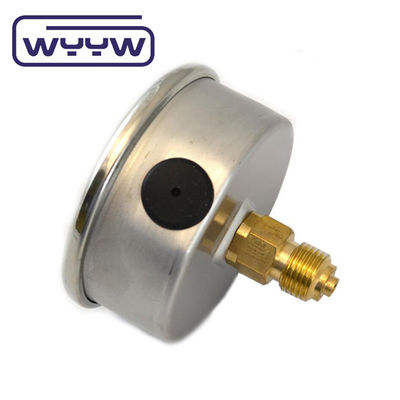 En837-1 63mm traseira todo o aço inoxidável latão borda tubo manômetro de pressão 0-20bar/0-300psi 1/4&quot; NPT fio