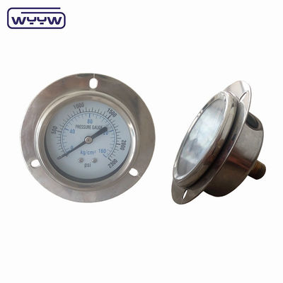Medidor de pressão de dupla escala com flange frontal com 63 mm EN837-1 com barras de glicerina cheias de óleo