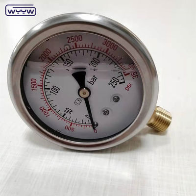 Glicerina líquida hidráulica com barra de 100 mm de fundo 3/8&quot;BSP 1/2&quot;G manômetros de pressão EN837-1