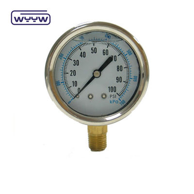EN837-1 Glicerina 63mm 1psi 0- 600 Psi Npt 1/4 Medidor de pressão cheio de óleo