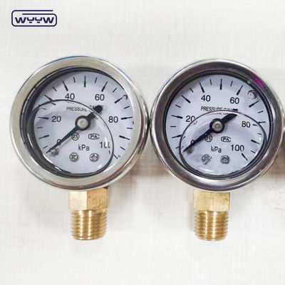 Diâmetro de 40 mm ss304 caixa de ponteiro tipo tubo de bourodon vertical 0-10bar / psi manômetro de pressão cheio de óleo 1-1/2