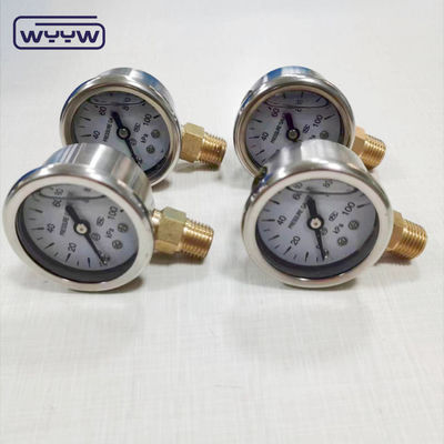 Diâmetro de 40 mm ss304 caixa de ponteiro tipo tubo de bourodon vertical 0-10bar / psi manômetro de pressão cheio de óleo 1-1/2