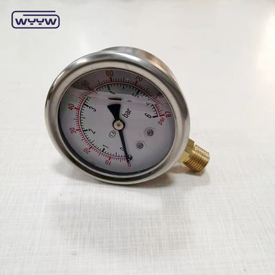 Conexão de latão de alta qualidade 1/4 &quot;BSP Barra de escala dupla Psi EN837-1 Medidor de pressão com 1.6 líquido