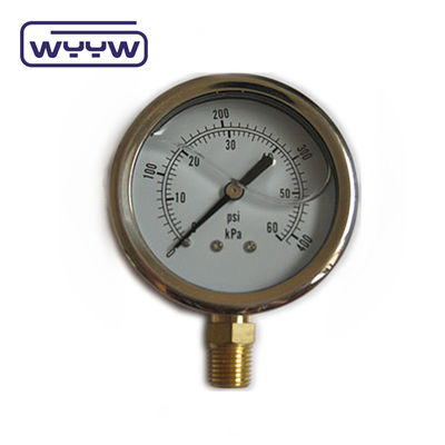Conexão de latão de alta qualidade 1/4 &quot;BSP Barra de escala dupla Psi EN837-1 Medidor de pressão com 1.6 líquido