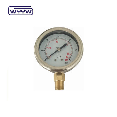 Conexão de latão de alta qualidade 1/4 &quot;BSP Barra de escala dupla Psi EN837-1 Medidor de pressão com 1.6 líquido