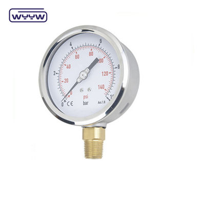 2.5&quot; ss caixa de ligação radial medidor de pressão com líquido