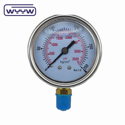 Manômetro de pressão de glicerina 100 mm Pressômetro de fundo para petróleo e gás