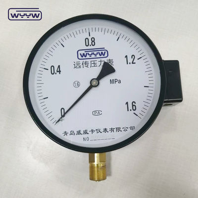 1.6MPa caixa de aço preto 1/2"bsp M20X1.5 6 polegadas contato elétrico manômetro de pressão de escala dupla preço