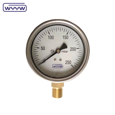 Manômetro chinês de aço inoxidável de fundo preço foleiras tipo 0-50 mbar cápsula manômetro de baixa pressão