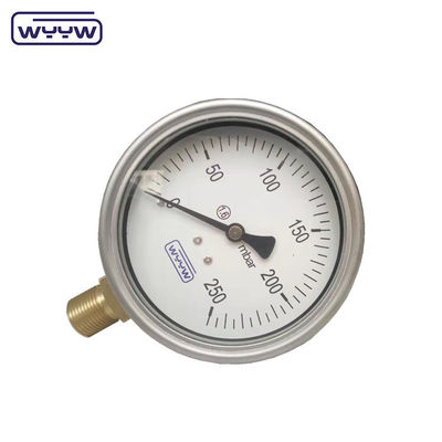 Manômetro chinês de aço inoxidável de fundo preço foleiras tipo 0-50 mbar cápsula manômetro de baixa pressão