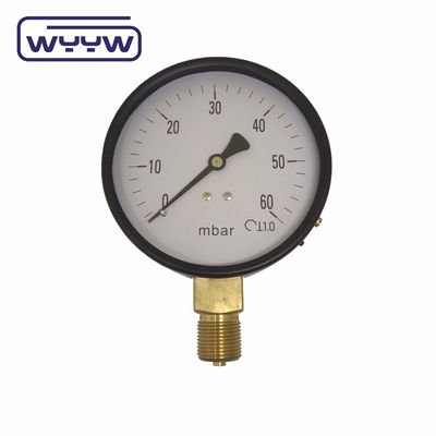 Manômetro de baixa pressão SS 63mm InH2O Pressômetro WC Mbar Bellows Pressômetro