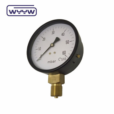 Manômetro de baixa pressão SS 63mm InH2O Pressômetro WC Mbar Bellows Pressômetro