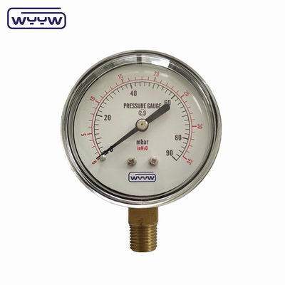 Manômetro de pressão de 150mbar de baixo nível Manômetro de pressão de 63mm