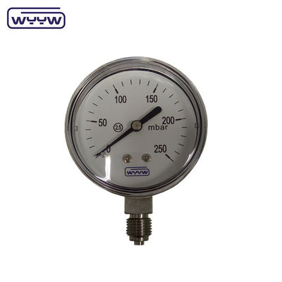 MMWC &amp; Mbar 63mm Manômetro de pressão de cápsula Material de aço inoxidável