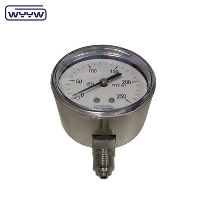 MMWC &amp; Mbar 63mm Manômetro de pressão de cápsula Material de aço inoxidável