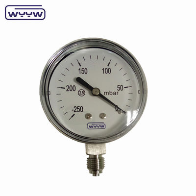 MMWC &amp; Mbar 63mm Manômetro de pressão de cápsula Material de aço inoxidável