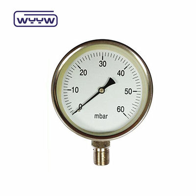 Medidor de pressão de baioneta de aço inoxidável de 100 mm, medidor de pressão de gás de Bellows Mbar