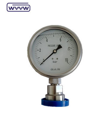 SS316 Pressímetro sanitário de silicone 100 mm 1,6% de precisão