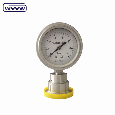 SS316 Pressímetro sanitário de silicone 100 mm 1,6% de precisão