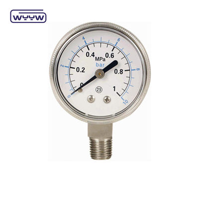 Gás natural seco oxigénio não usar entrada de fundo de petróleo 60mm borboleta de aço inoxidável tubo de manômetro de pressão