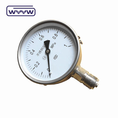 Y-100H não usar óleo oxigénio 100mm fundo de alta precisão M20X1.5 G1/2&quot; seco todos os inoxidáveis manômetro de pressão