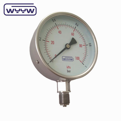 Secagem SS304 Bourdon Sedeme Pressurometer Conexão traseira 4'
