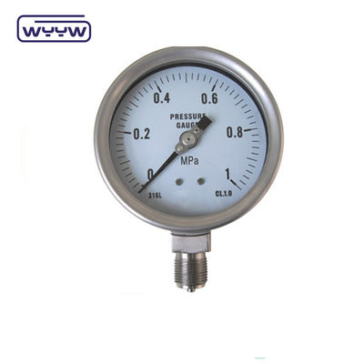 1/4&quot; Bsp 304 aço inoxidável medidor de pressão Conexão inferior 60mm
