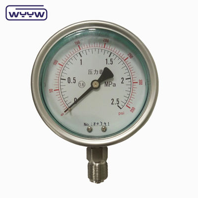 Barras industriais personalizadas psi kgf/cm2 manômetro de pressão de aço inoxidável resistente a choques manômetro de glicerina YTN-100H