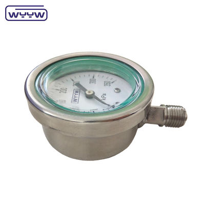 SS316 Manômetro de pressão de 63 mm de fundo com líquido