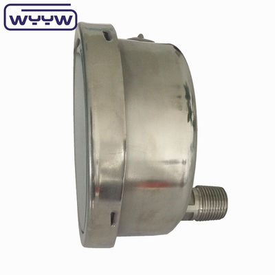 Medidor de pressão à prova de vibração de aço inoxidável de 4 polegadas, cheio de óleo, com um amplo intervalo de pressão de Mbar