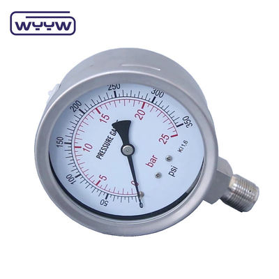 100 mm Medidor de pressão da baioneta de vidro de segurança SS304 Garantia de 1 ano