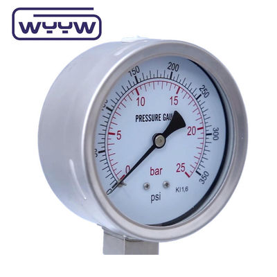 100 mm Medidor de pressão da baioneta de vidro de segurança SS304 Garantia de 1 ano