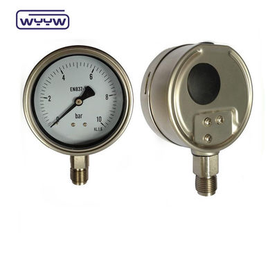 100 mm Medidor de pressão da baioneta de vidro de segurança SS304 Garantia de 1 ano
