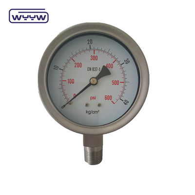 100 mm Medidor de pressão da baioneta de vidro de segurança SS304 Garantia de 1 ano