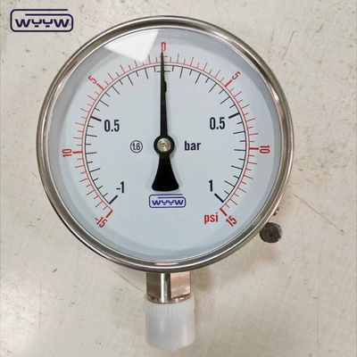 composto de vácuo secos ss304 conexão inferior G1/2&quot; 4 polegadas bom preço manômetro de pressão -1+1bar