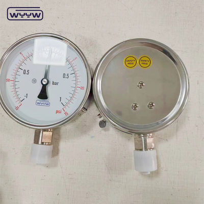 composto de vácuo secos ss304 conexão inferior G1/2&quot; 4 polegadas bom preço manômetro de pressão -1+1bar