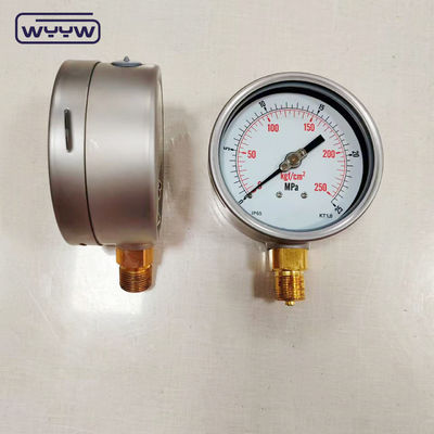 Pressão de gás do manômetro de aço inoxidável de bezel 0-25MPa 0-250kgf/Cm2
