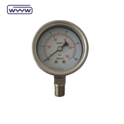 Gauge de tubo Bourton de aço inoxidável personalizável preenchido com pressão de líquido
