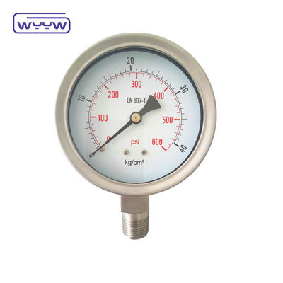 Gauge de tubo Bourton de aço inoxidável personalizável preenchido com pressão de líquido